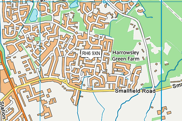 RH6 9XN map - OS VectorMap District (Ordnance Survey)