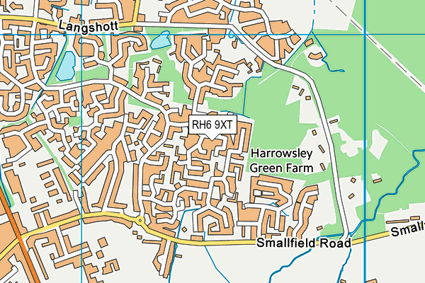 RH6 9XT map - OS VectorMap District (Ordnance Survey)