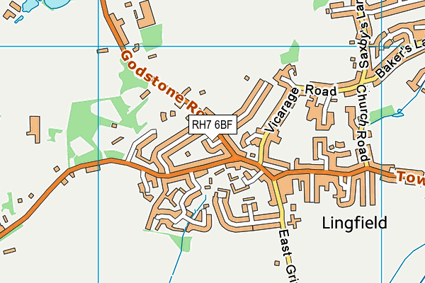 RH7 6BF map - OS VectorMap District (Ordnance Survey)