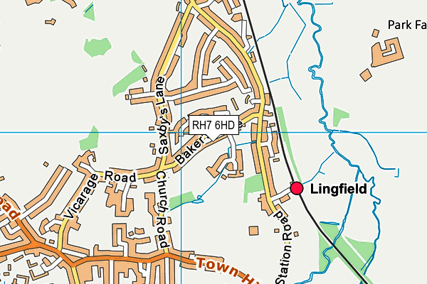 RH7 6HD map - OS VectorMap District (Ordnance Survey)