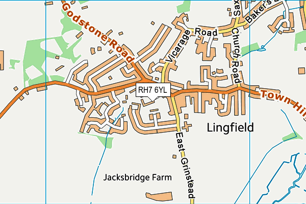 RH7 6YL map - OS VectorMap District (Ordnance Survey)