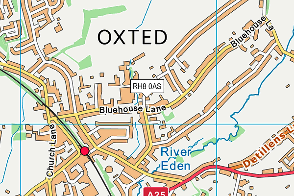 RH8 0AS map - OS VectorMap District (Ordnance Survey)