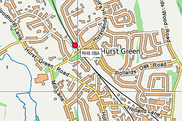 RH8 0BA map - OS VectorMap District (Ordnance Survey)