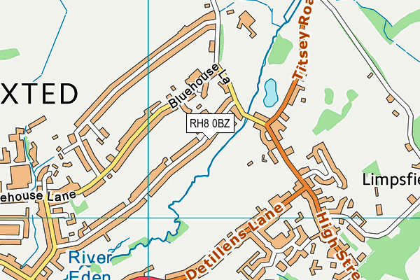 RH8 0BZ map - OS VectorMap District (Ordnance Survey)