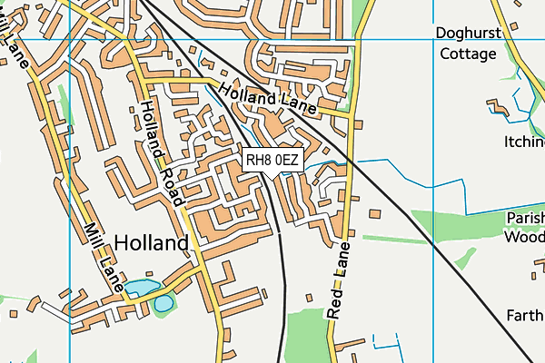 RH8 0EZ map - OS VectorMap District (Ordnance Survey)