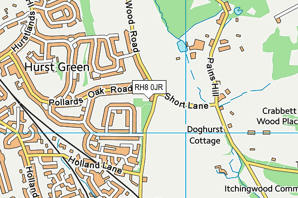 RH8 0JR map - OS VectorMap District (Ordnance Survey)