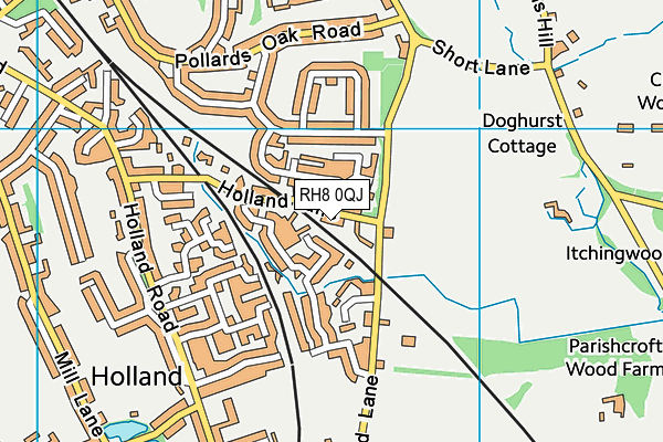 RH8 0QJ map - OS VectorMap District (Ordnance Survey)