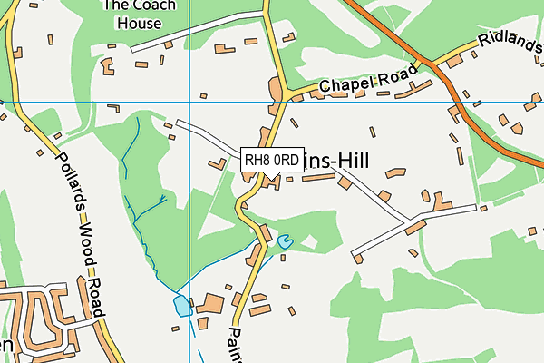 RH8 0RD map - OS VectorMap District (Ordnance Survey)