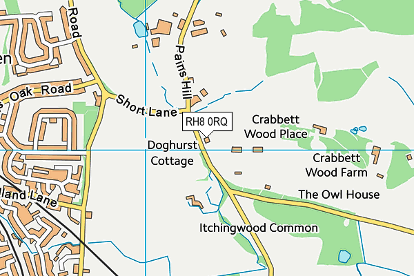 RH8 0RQ map - OS VectorMap District (Ordnance Survey)