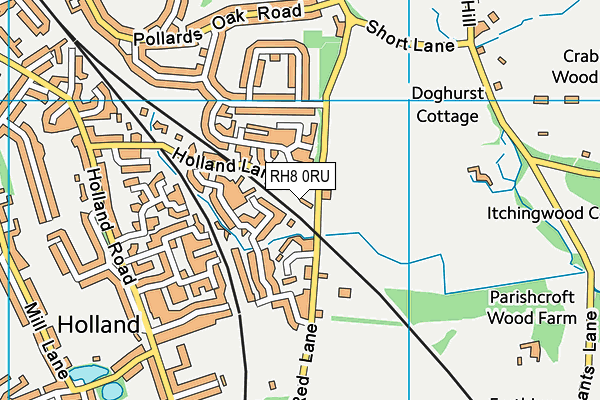 RH8 0RU map - OS VectorMap District (Ordnance Survey)