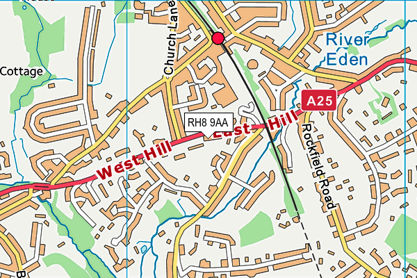 RH8 9AA map - OS VectorMap District (Ordnance Survey)