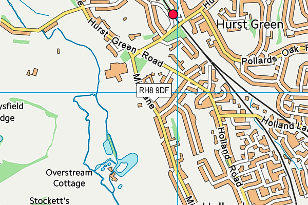 Mill Lane Playing Fields (Hurst Green) map (RH8 9DF) - OS VectorMap District (Ordnance Survey)