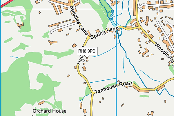 RH8 9PD map - OS VectorMap District (Ordnance Survey)