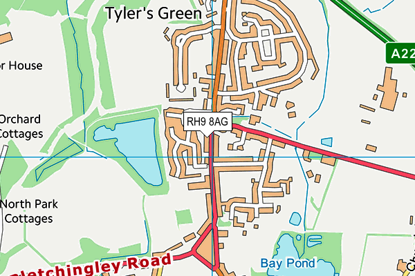 RH9 8AG map - OS VectorMap District (Ordnance Survey)