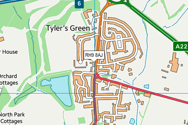 RH9 8AJ map - OS VectorMap District (Ordnance Survey)