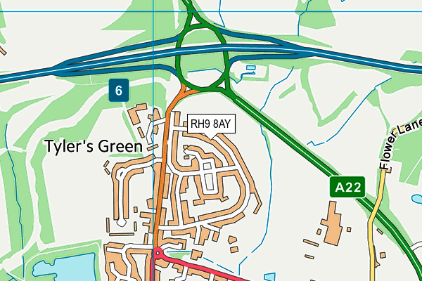 RH9 8AY map - OS VectorMap District (Ordnance Survey)