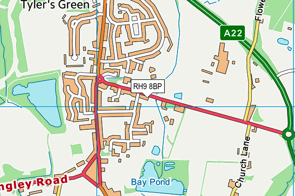 RH9 8BP map - OS VectorMap District (Ordnance Survey)