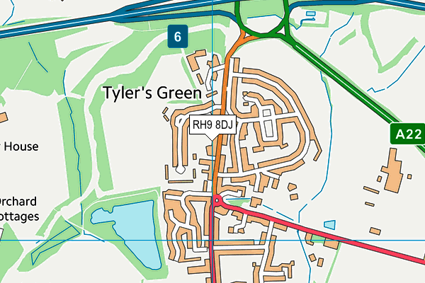 RH9 8DJ map - OS VectorMap District (Ordnance Survey)