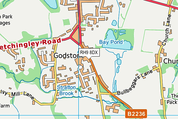 RH9 8DX map - OS VectorMap District (Ordnance Survey)