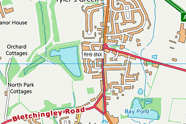 RH9 8NX map - OS VectorMap District (Ordnance Survey)