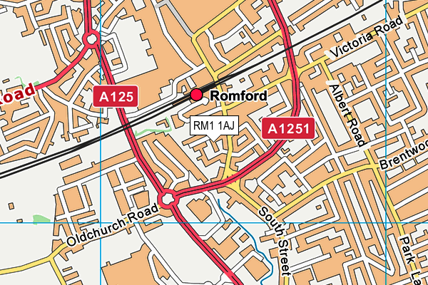 RM1 1AJ map - OS VectorMap District (Ordnance Survey)