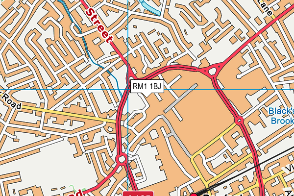 RM1 1BJ map - OS VectorMap District (Ordnance Survey)