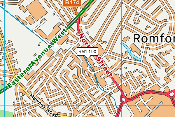 RM1 1DX map - OS VectorMap District (Ordnance Survey)