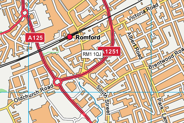 RM1 1QJ map - OS VectorMap District (Ordnance Survey)