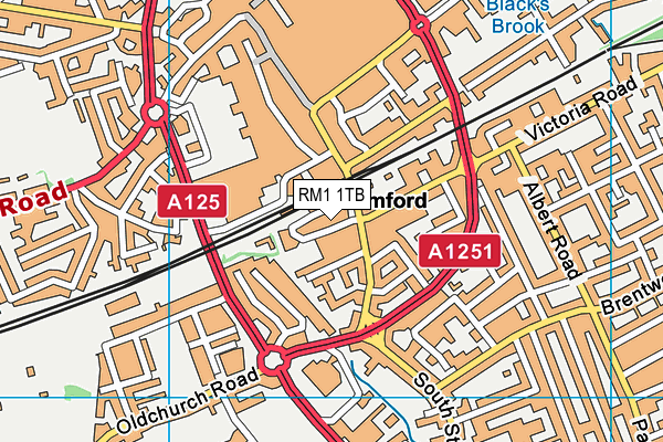 The Gym Group (Romford) map (RM1 1TB) - OS VectorMap District (Ordnance Survey)