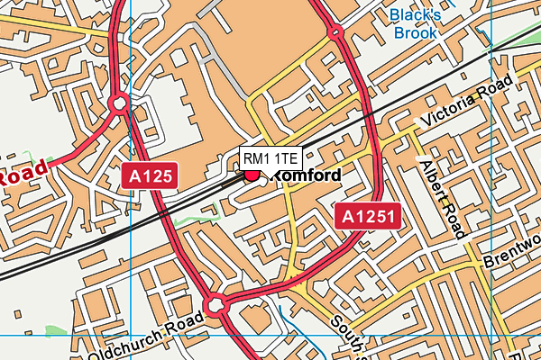 RM1 1TE map - OS VectorMap District (Ordnance Survey)