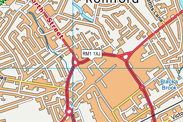 RM1 1XJ map - OS VectorMap District (Ordnance Survey)