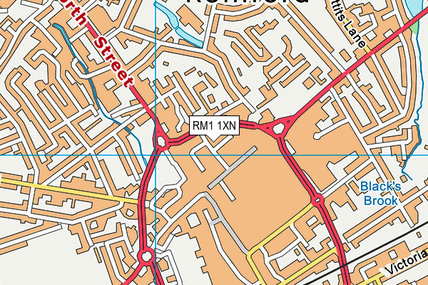 RM1 1XN map - OS VectorMap District (Ordnance Survey)