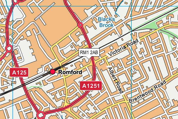 RM1 2AB map - OS VectorMap District (Ordnance Survey)