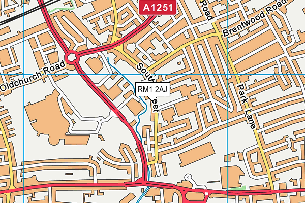 RM1 2AJ map - OS VectorMap District (Ordnance Survey)