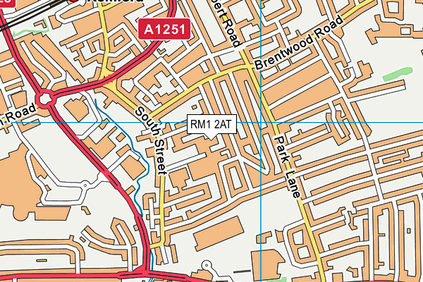 RM1 2AT map - OS VectorMap District (Ordnance Survey)