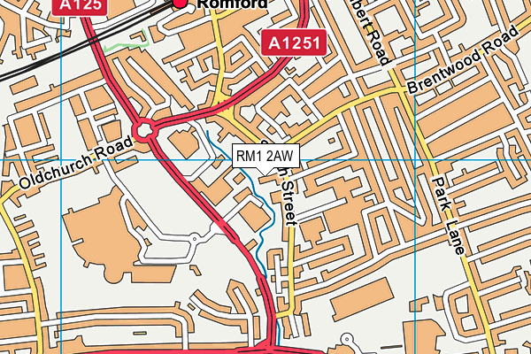 RM1 2AW map - OS VectorMap District (Ordnance Survey)
