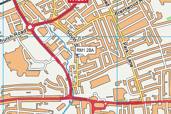 RM1 2BA map - OS VectorMap District (Ordnance Survey)