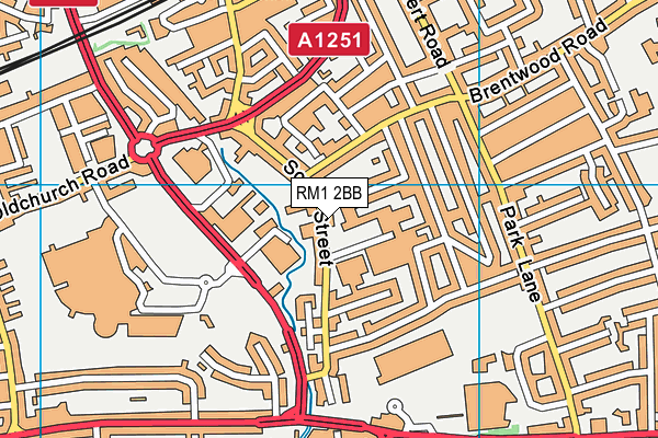 RM1 2BB map - OS VectorMap District (Ordnance Survey)