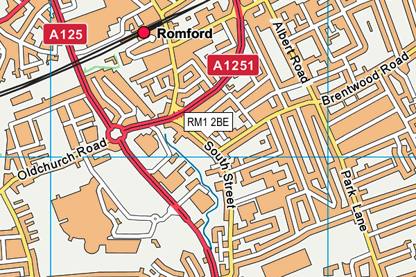 RM1 2BE map - OS VectorMap District (Ordnance Survey)