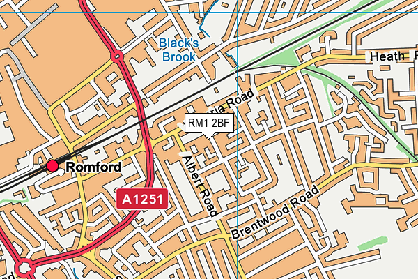 RM1 2BF map - OS VectorMap District (Ordnance Survey)