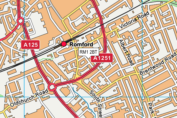 RM1 2BT map - OS VectorMap District (Ordnance Survey)