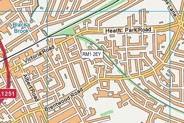 RM1 2EY map - OS VectorMap District (Ordnance Survey)