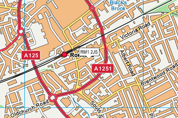 RM1 2JS map - OS VectorMap District (Ordnance Survey)