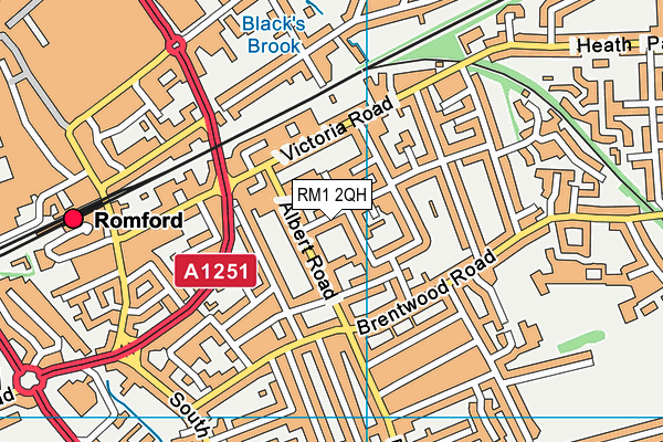 RM1 2QH map - OS VectorMap District (Ordnance Survey)