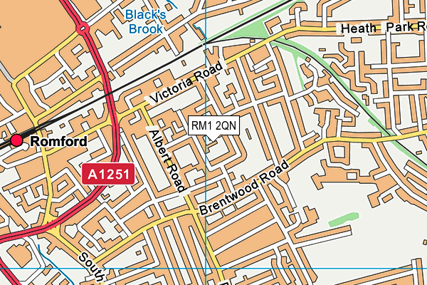 RM1 2QN map - OS VectorMap District (Ordnance Survey)