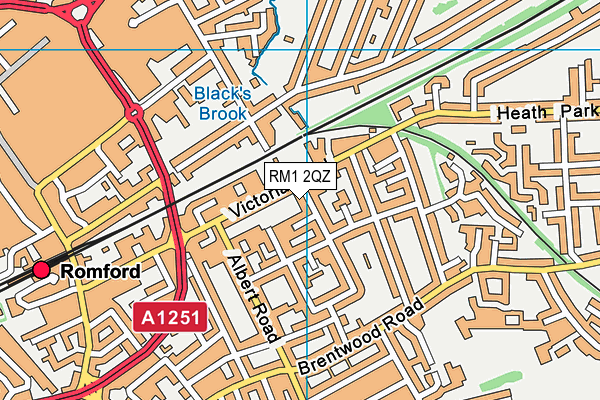 RM1 2QZ map - OS VectorMap District (Ordnance Survey)