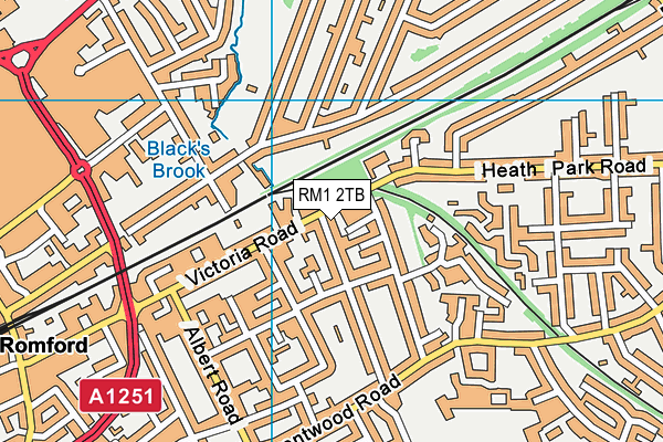 RM1 2TB map - OS VectorMap District (Ordnance Survey)