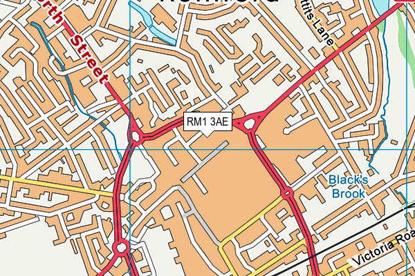 RM1 3AE map - OS VectorMap District (Ordnance Survey)
