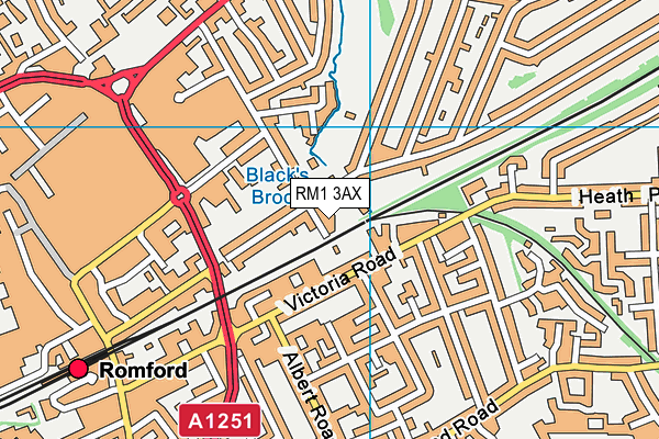 RM1 3AX map - OS VectorMap District (Ordnance Survey)