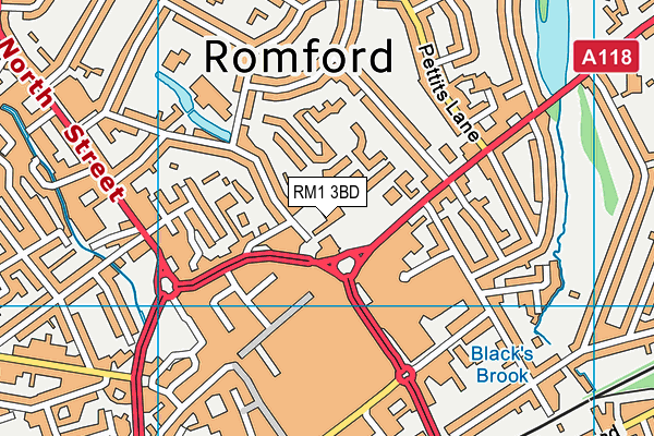 RM1 3BD map - OS VectorMap District (Ordnance Survey)